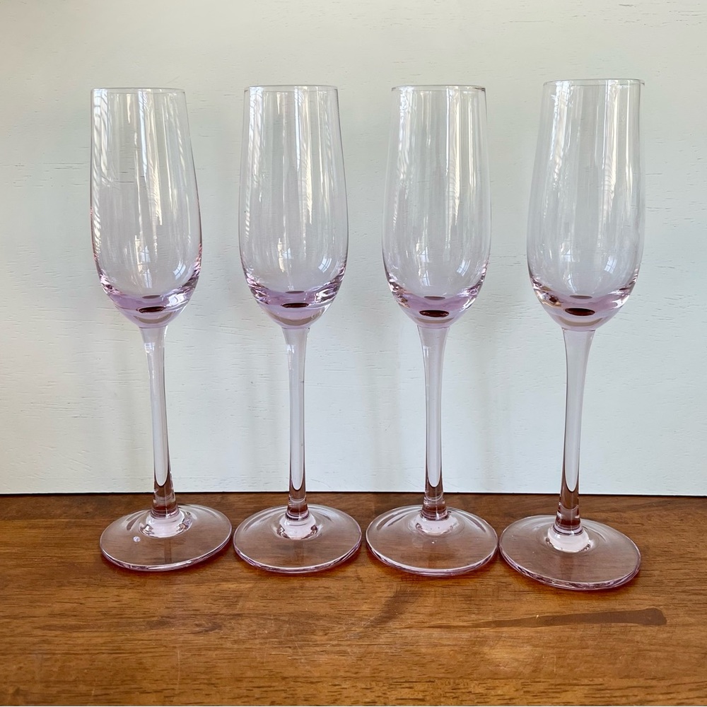Pale Pink Champagne Flutes Set of 4
